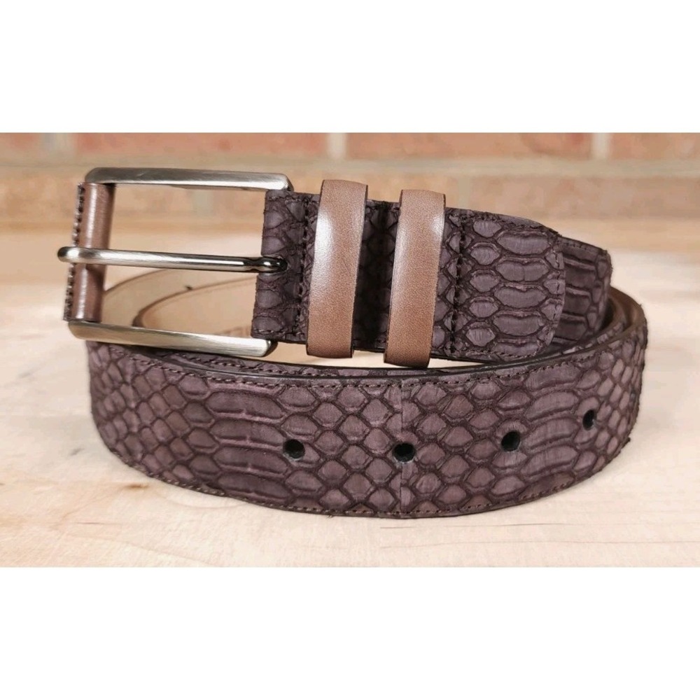 Mezlan Sueded Snake Skin Belt Purple‎ Gray Mens Size 40 Made in Spain 9975/35